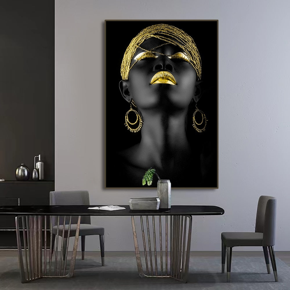 African Woman Wall Art Canvas. Living Room Abstract Photo Art Canvas. Black Beauty Designer Art. Modern Home Decor Art. WickedYo.